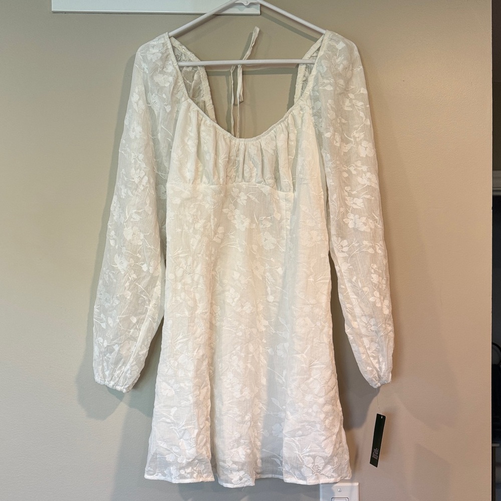 Wild Fable White Lace Floral Long Sleeve Dress